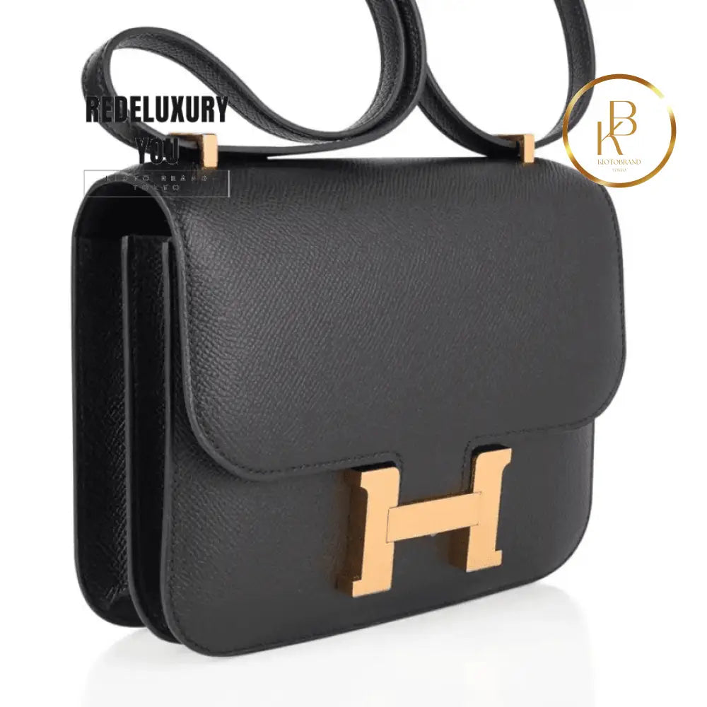 Constance Bag 18 Black Epsom Gold Hardware