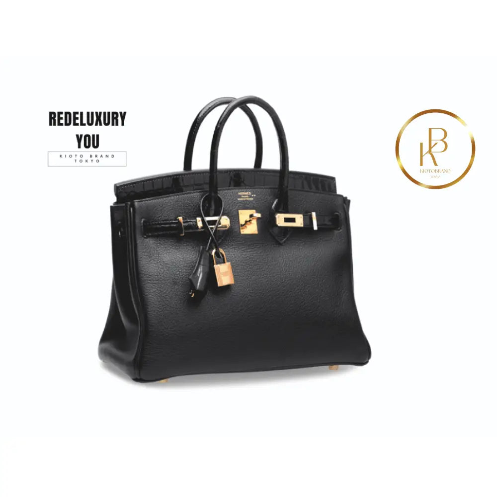 Birkin 25 Touch Shiny Black Nilo Croc & Novillo