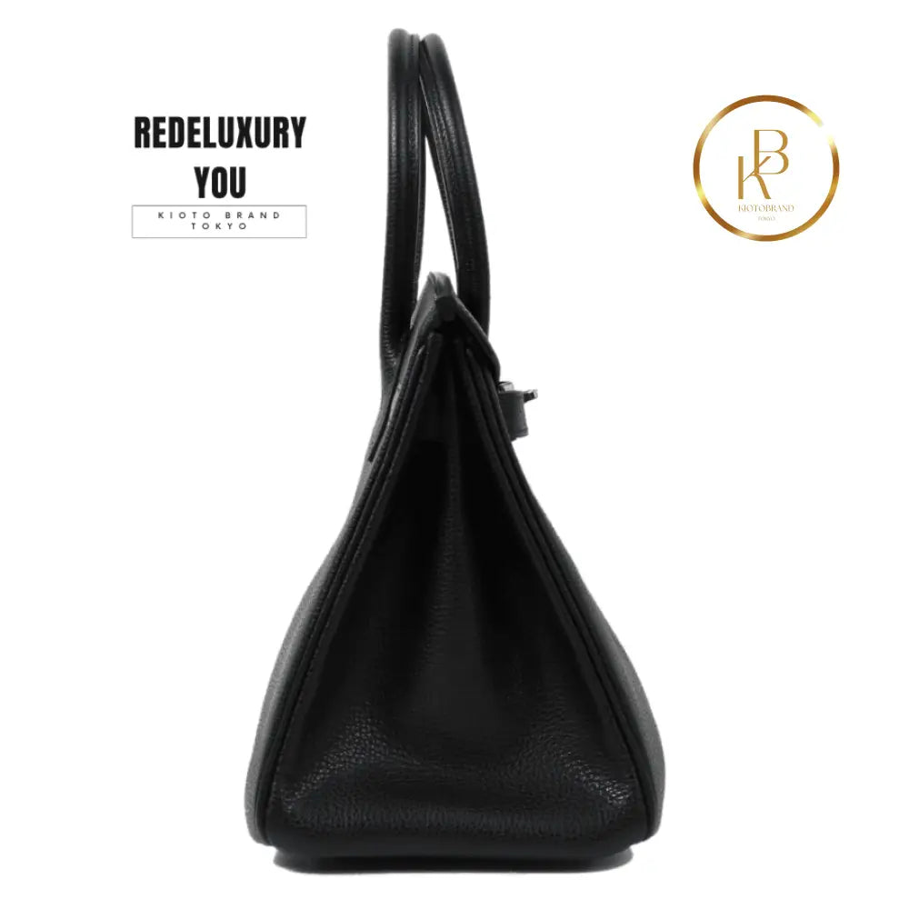 Birkin 30 Black Vache Liegee Palladium