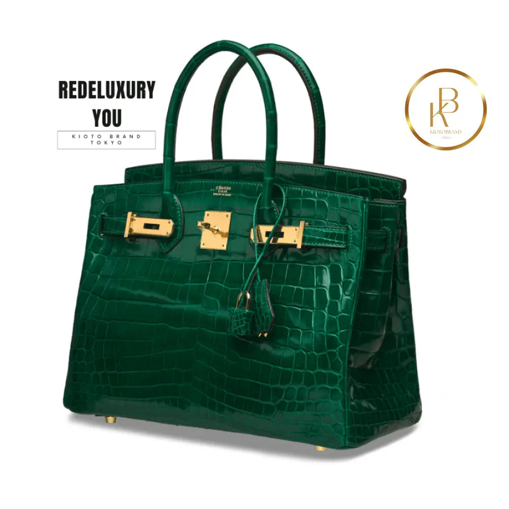 Birkin 30 Shiny Vert Emerald Niloticus Croc