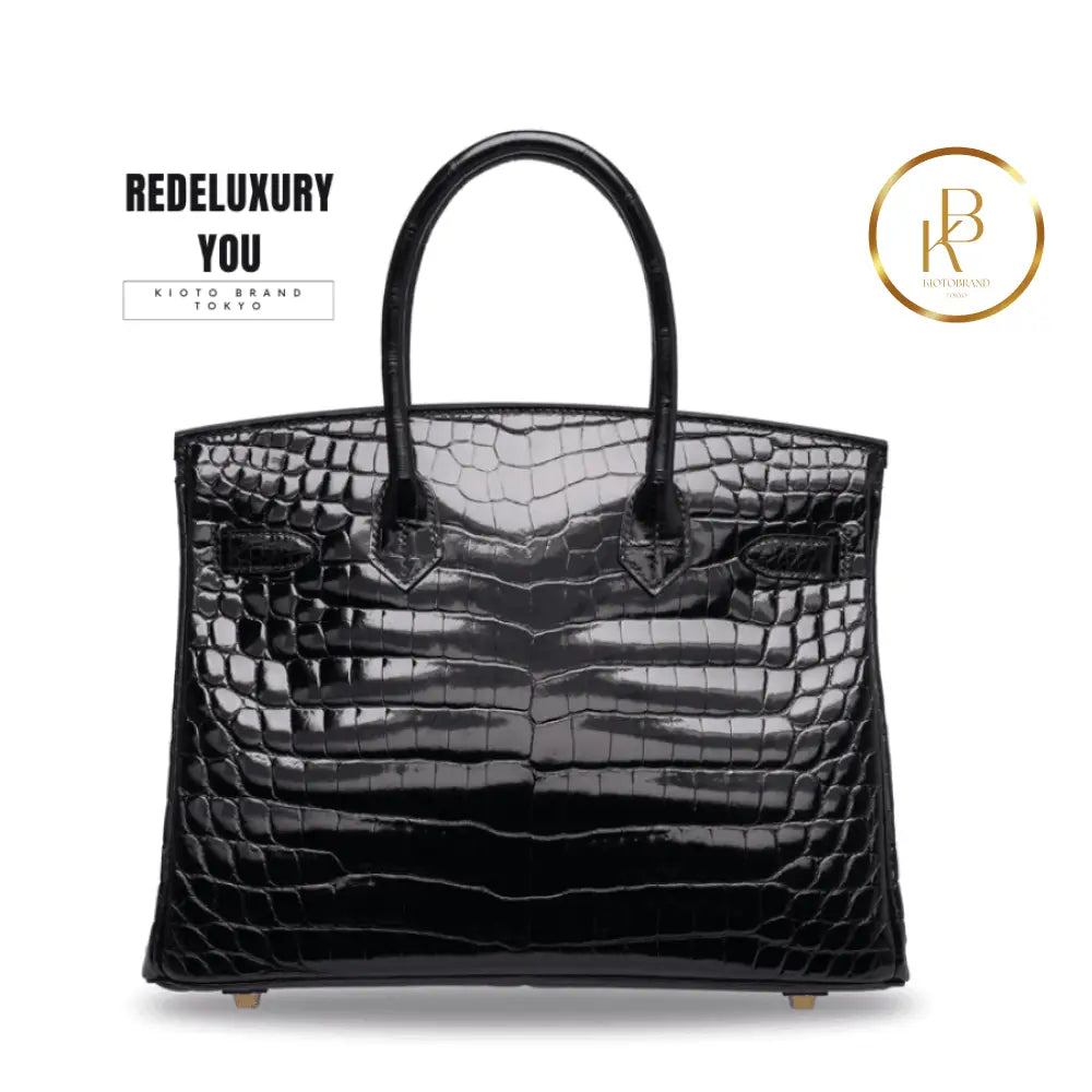 Birkin 30 Black Shiny Niloticus Croc