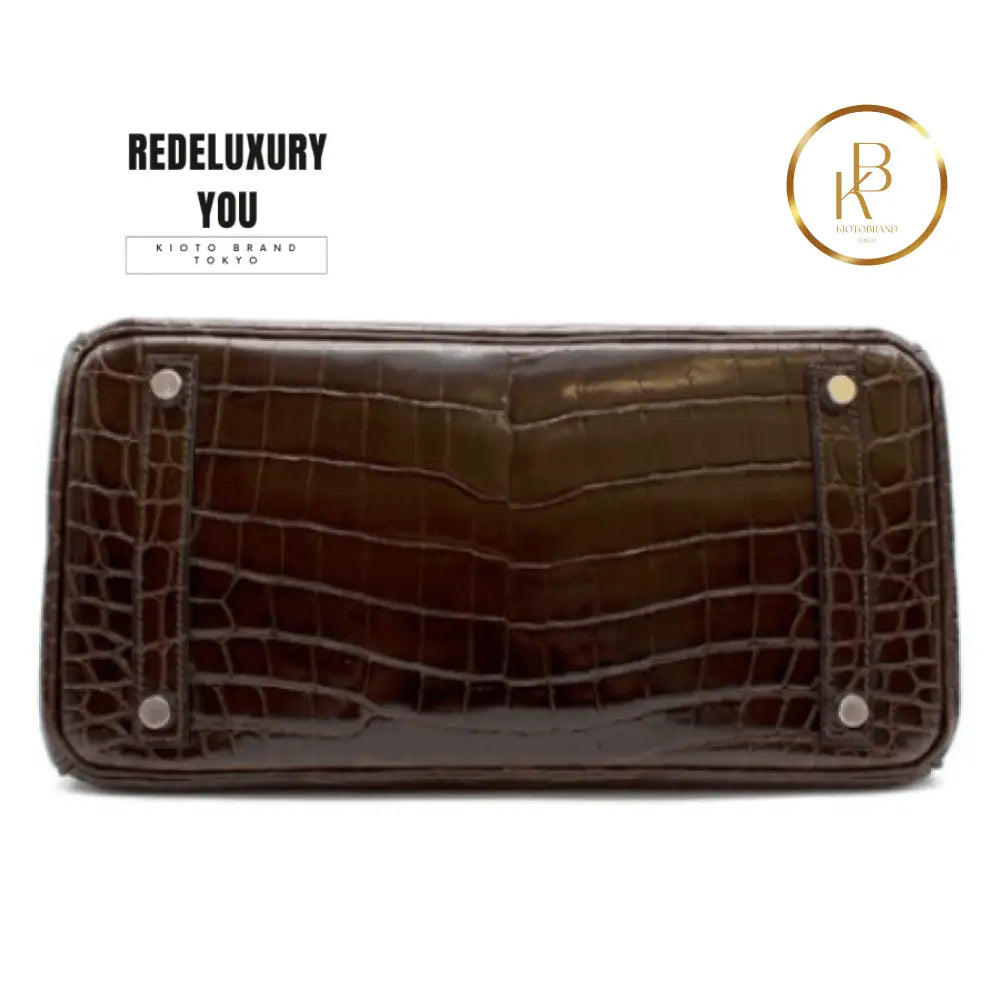 Birkin 30 Chocolate Shiny Porosus Crocodile