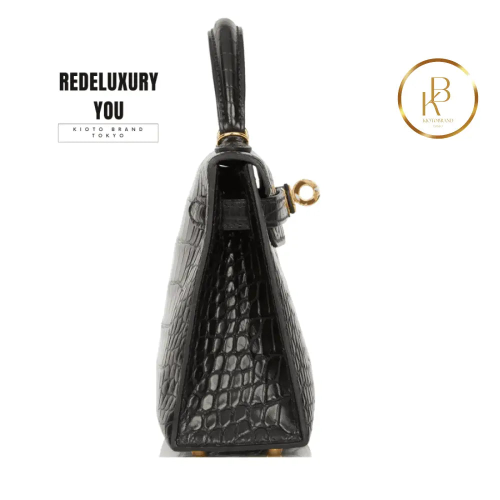 Kelly 20 Mini Black Matte Alligator