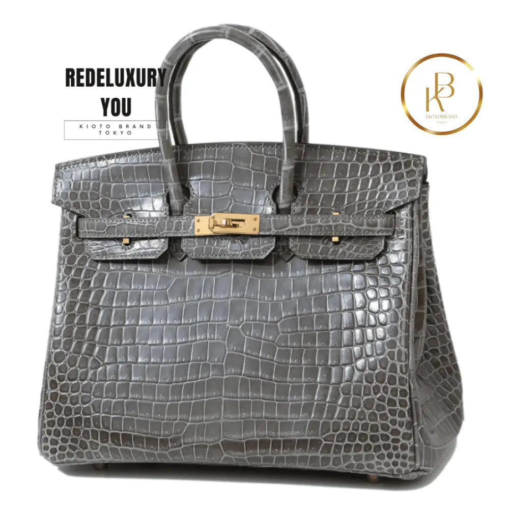 Birkin 25 Gris Tourterelle Rose Purple Hss Special Order Shiny Porosus C