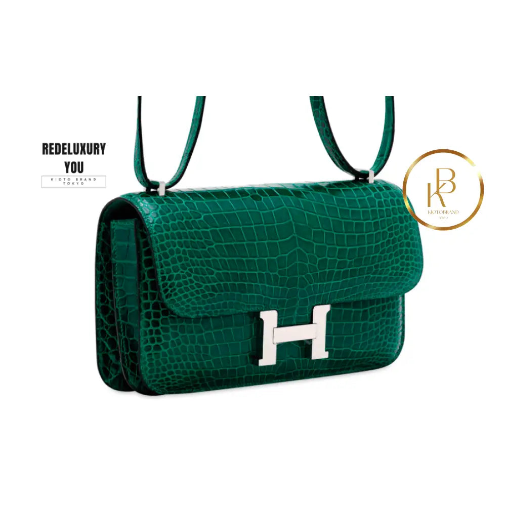 Constance Shiny Vert Emeraude Porosus Croc