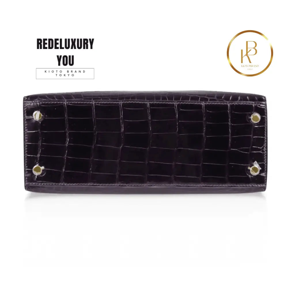 Kelly 25 Crocodile Prunoir Deep Plum Purple
