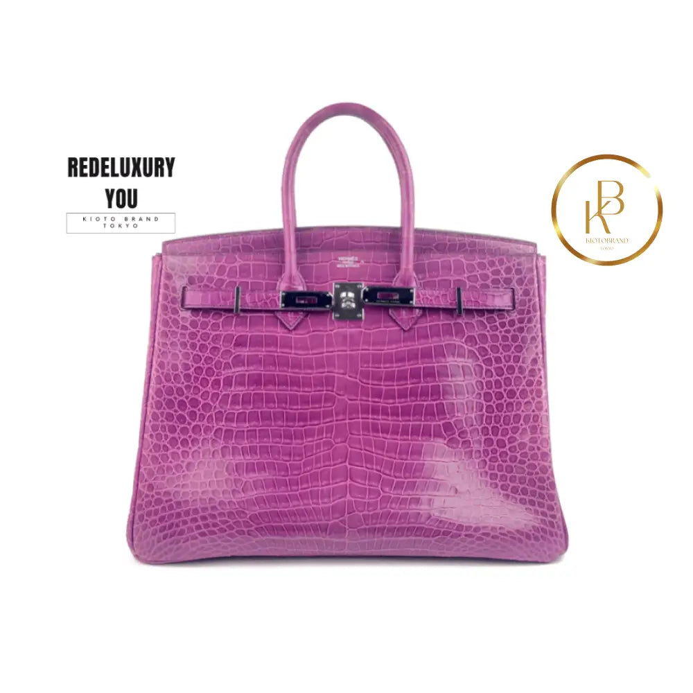 Birkin 35 Crocodile Cyclamen Purple Pink
