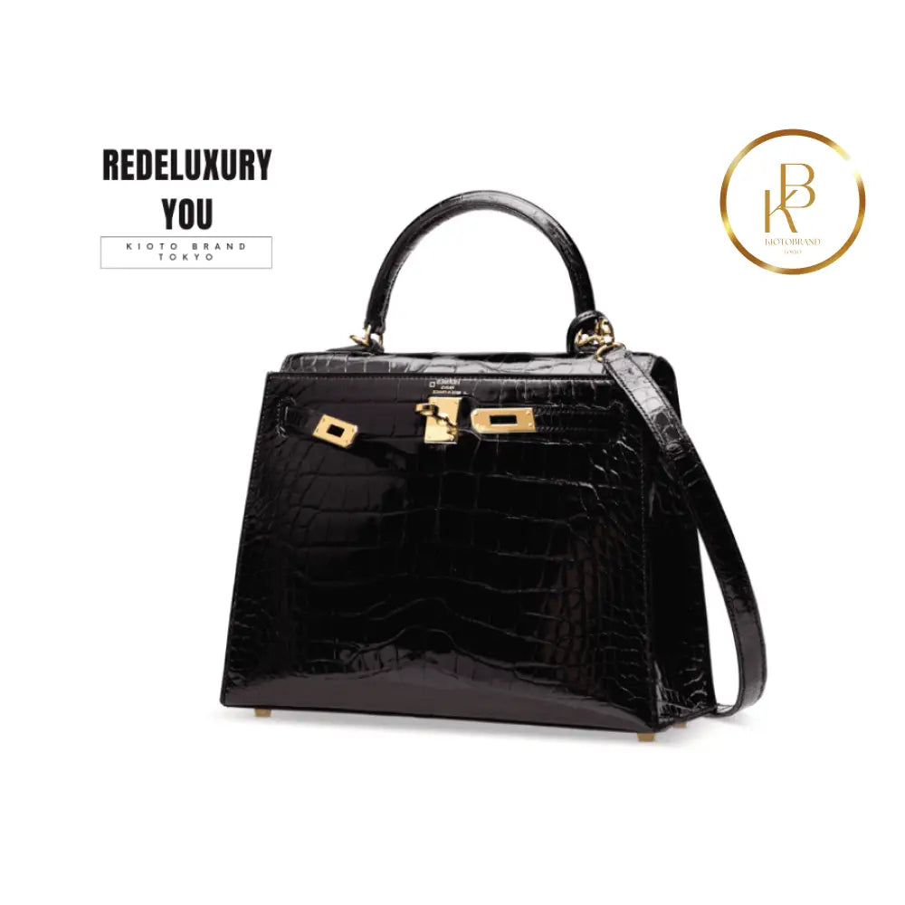 Kelly 25 Shiny Black Alligator Ghw