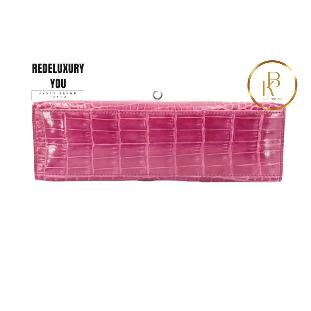 Kelly Pochette Shiny Nile Croc Rose Scheherazade