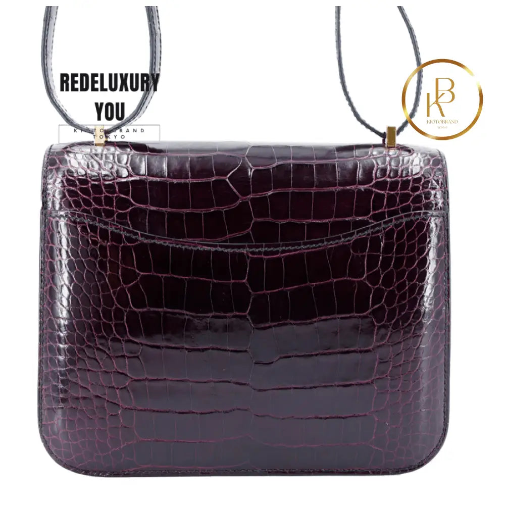 Shiny Alligator Constance Mini 18 Amethyst