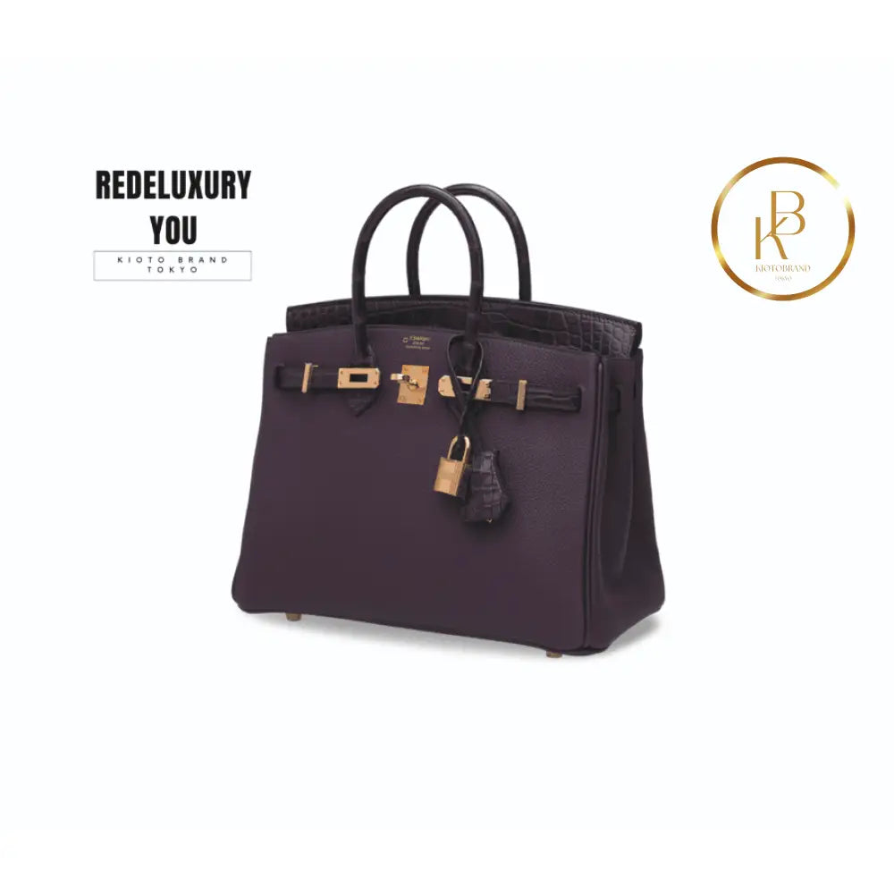 Birkin 25 Touch Matte Prunoir Alligator & Raisin Togo