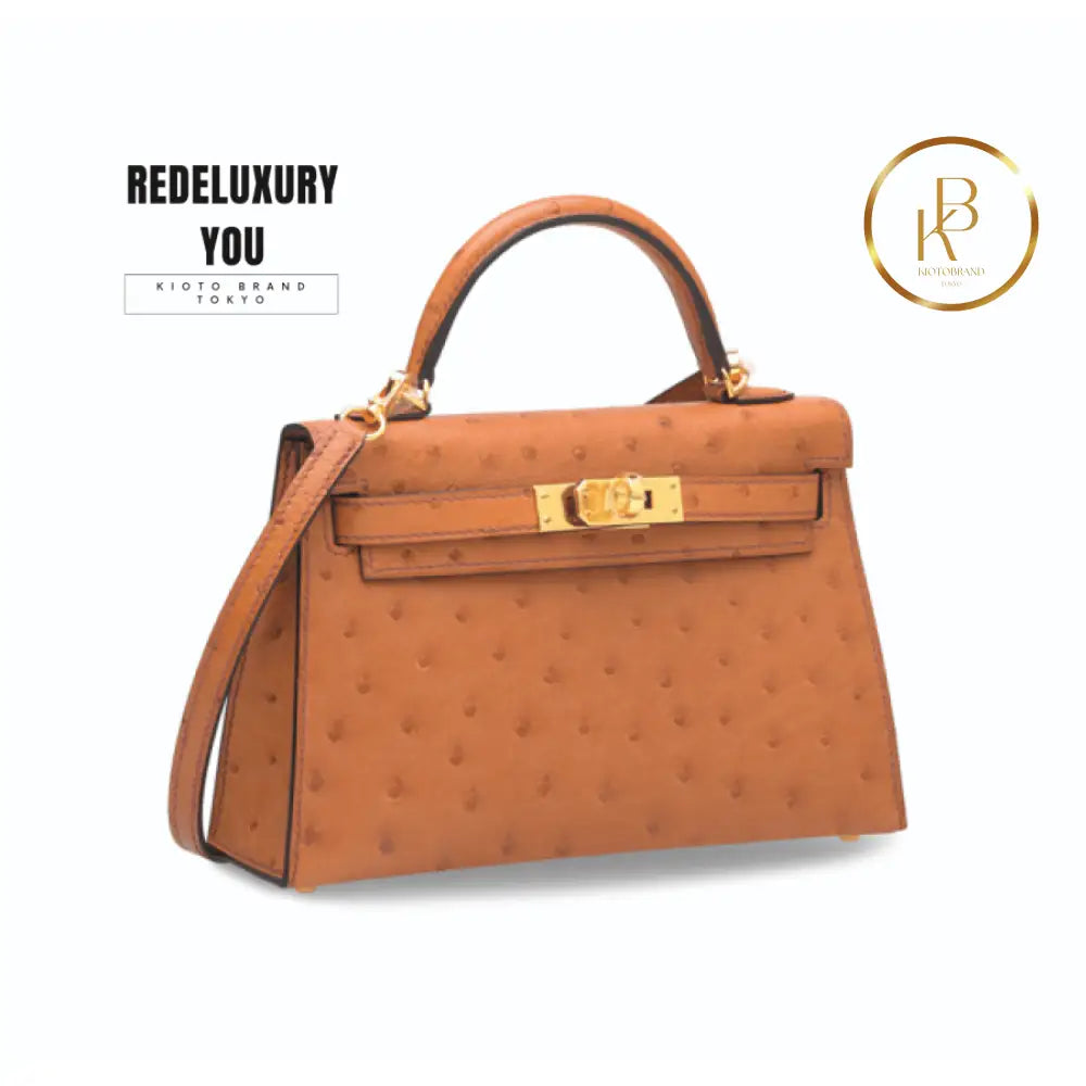 Kelly 20 Mini Ii Cognac Ostrich Ghw