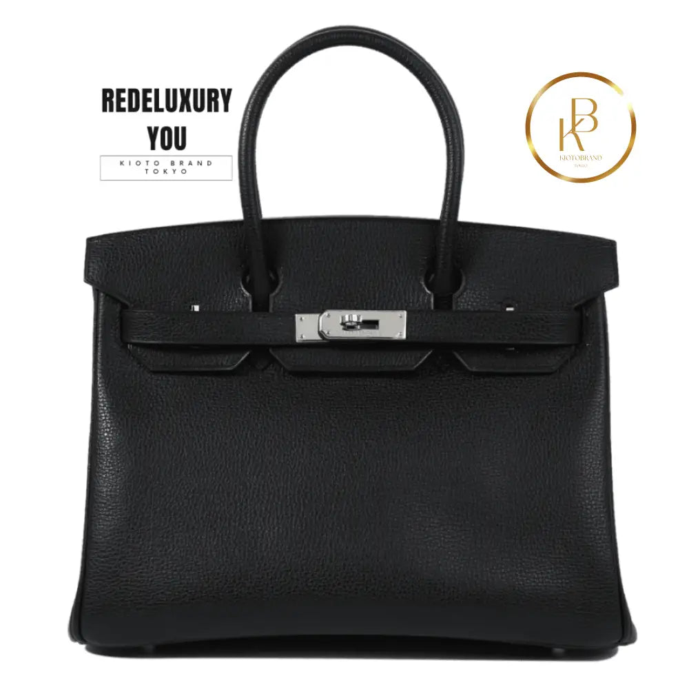 Birkin 30 Black Vache Liegee Palladium