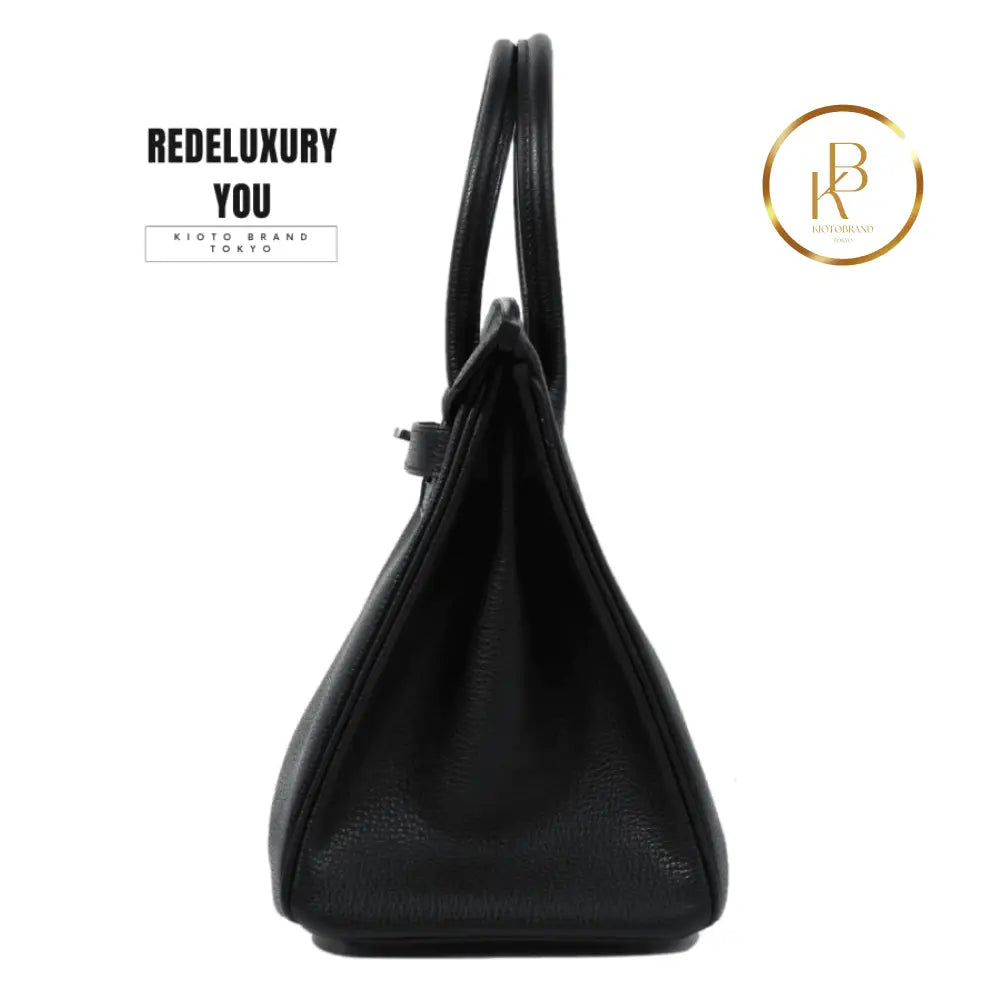 Birkin 30 Black Vache Liegee Palladium