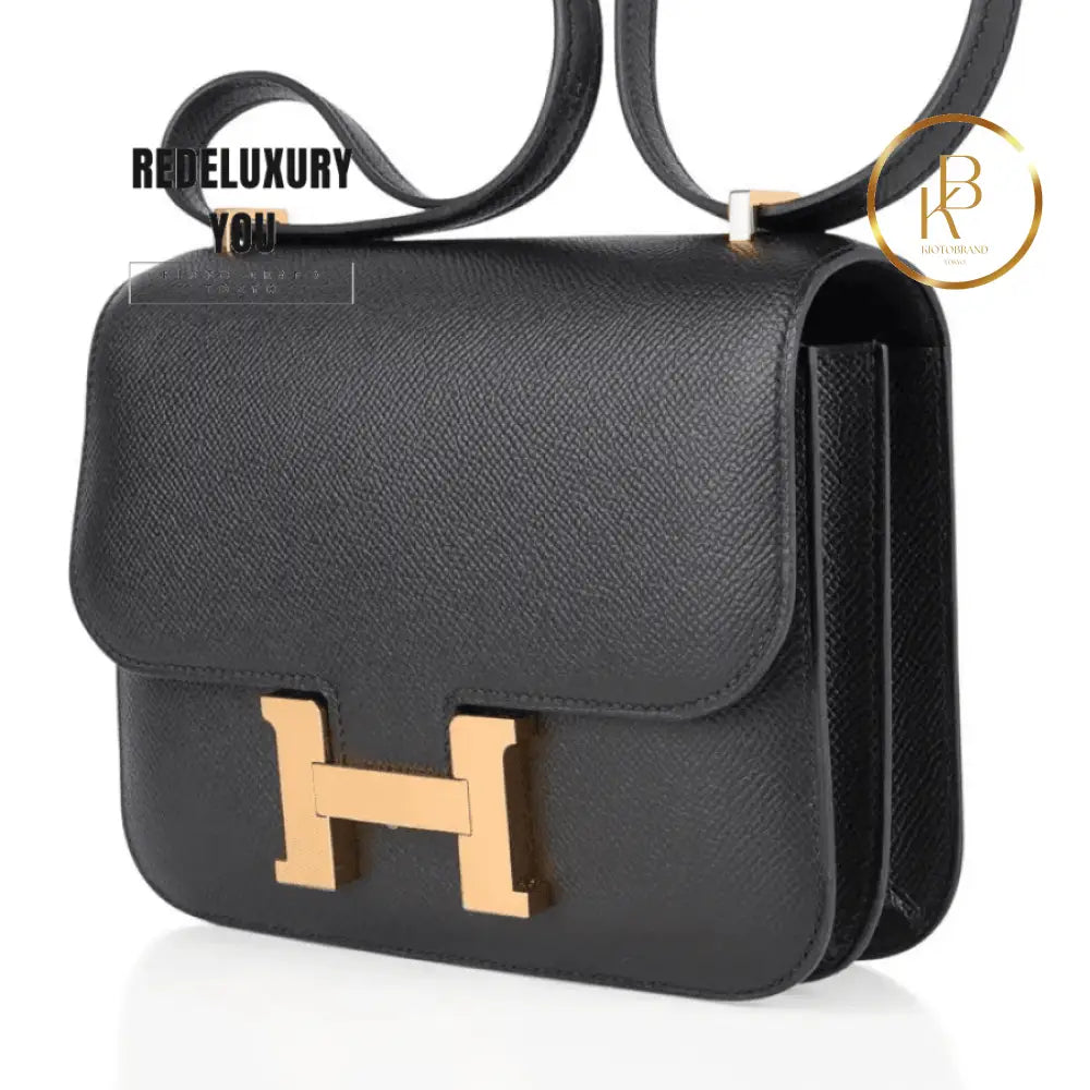 Constance Bag 18 Black Epsom Gold Hardware
