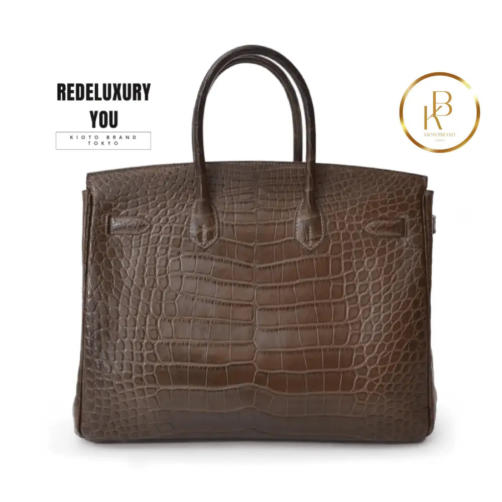 Birkin 35 Alligator Crocodile Matte Gris Elephant