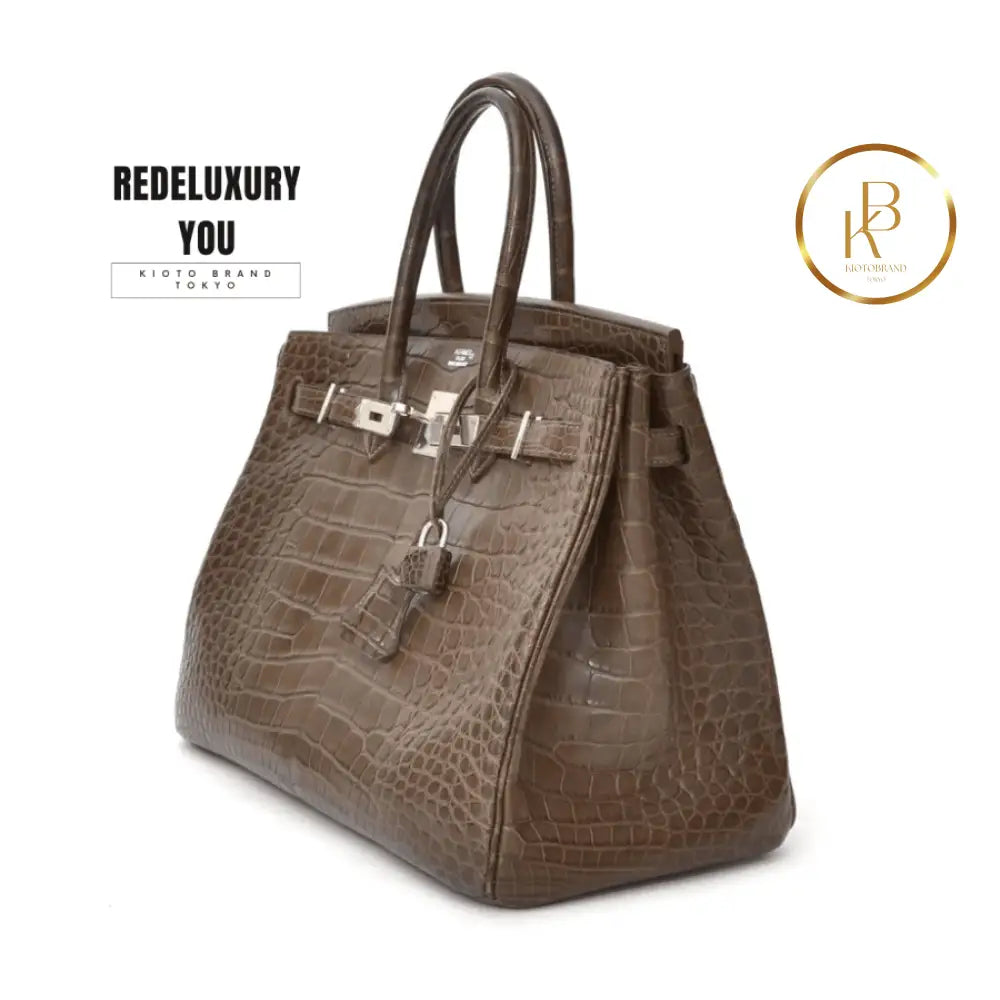 Birkin 35 Alligator Crocodile Matte Gris Elephant