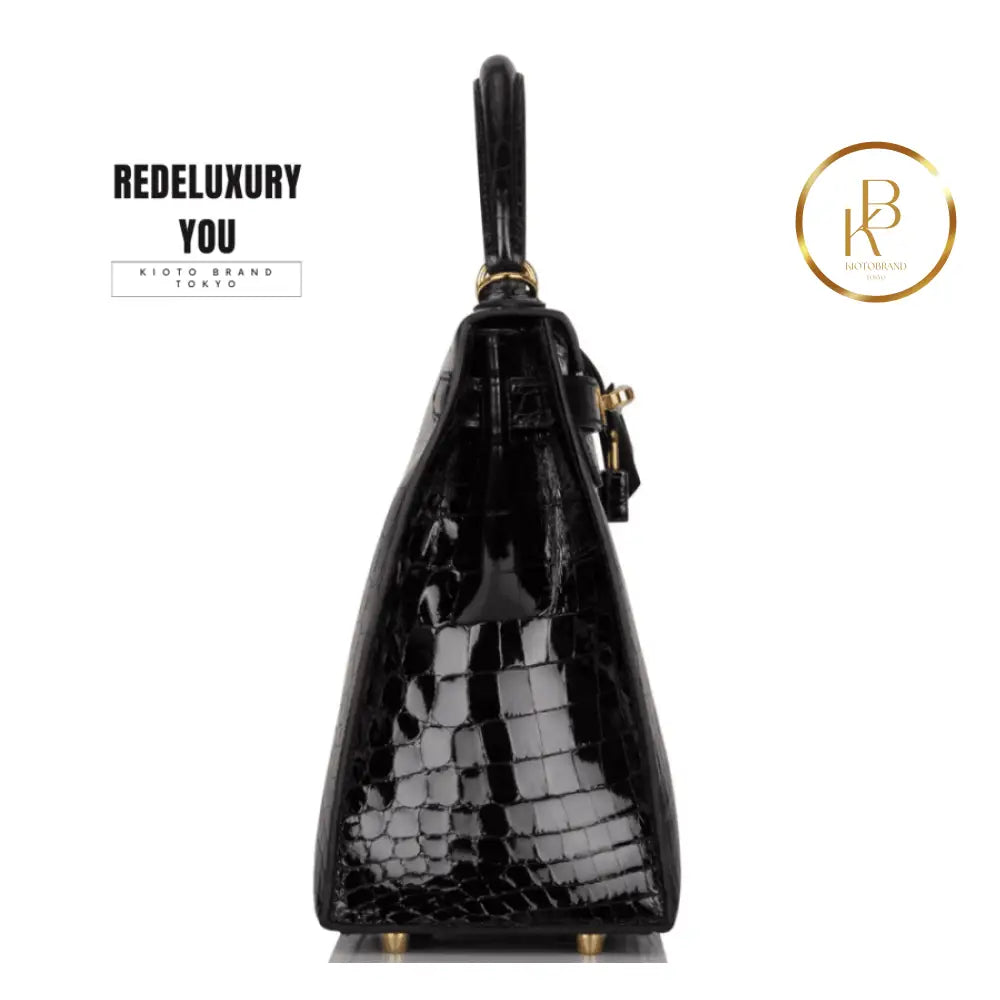 Kelly 28 Sellier Black Shiny Niloticus Crocodile