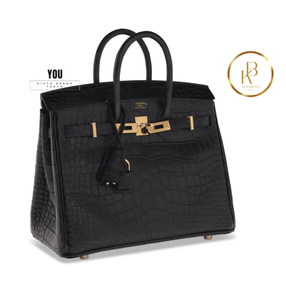 Birkin 25 Black Matte Alligator