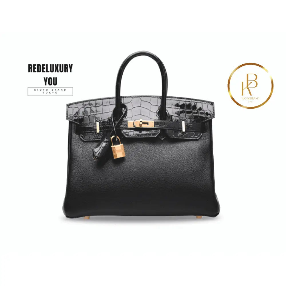 Birkin 25 Touch Shiny Black Nilo Croc & Novillo