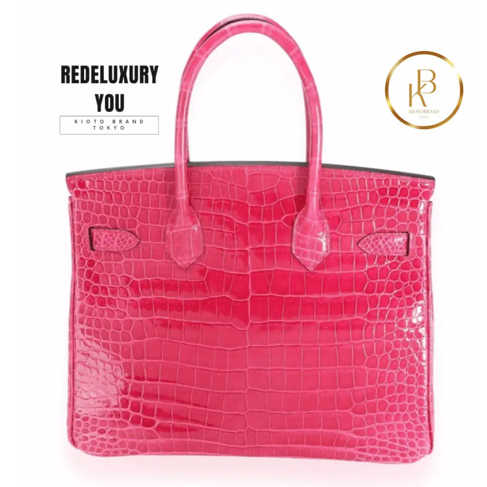 Birkin 30 Pink Crocodile Leather
