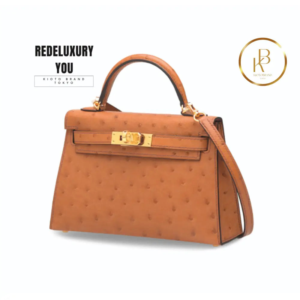 Kelly 20 Mini Ii Cognac Ostrich Ghw