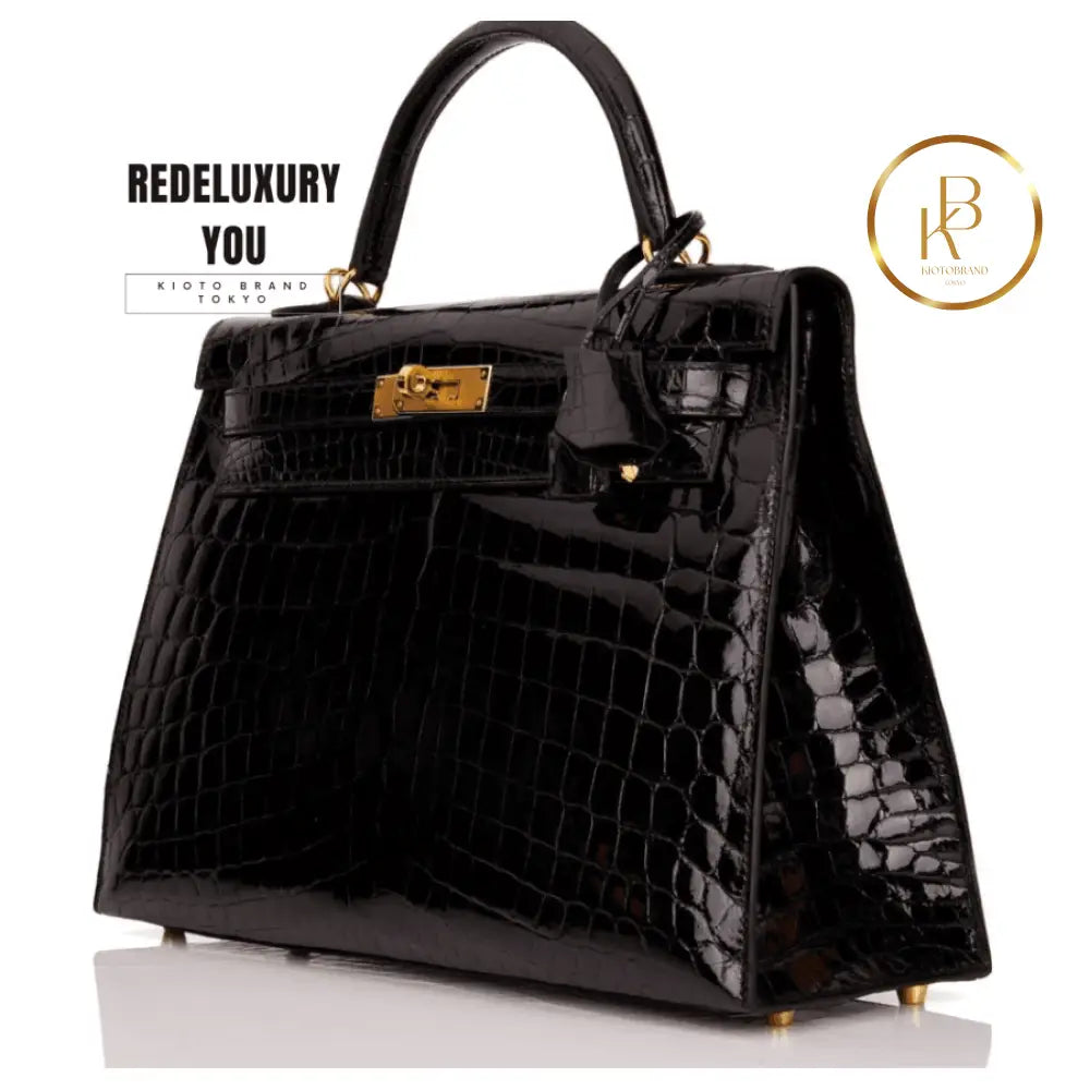Kelly 32 Sellier Black Shiny Niloticus Crocodile