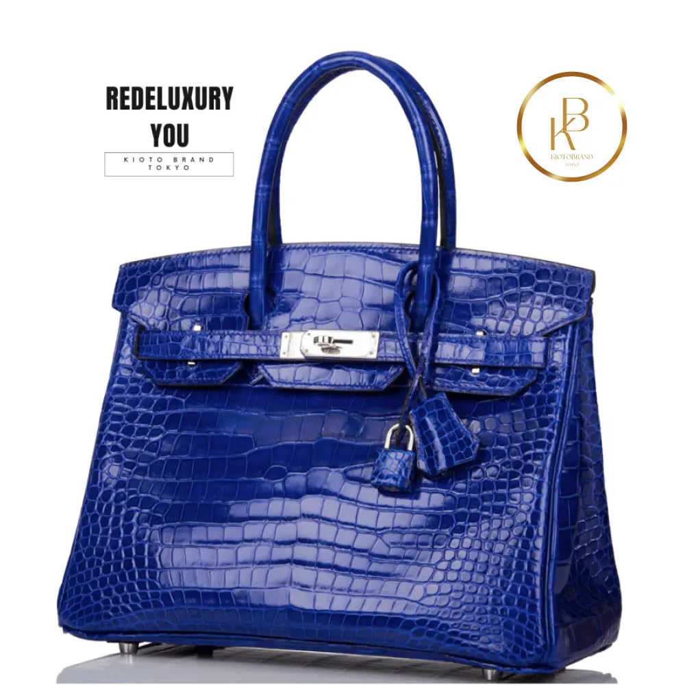 Birkin 30 Bleu Electrique Shiny Porosus Crocodile