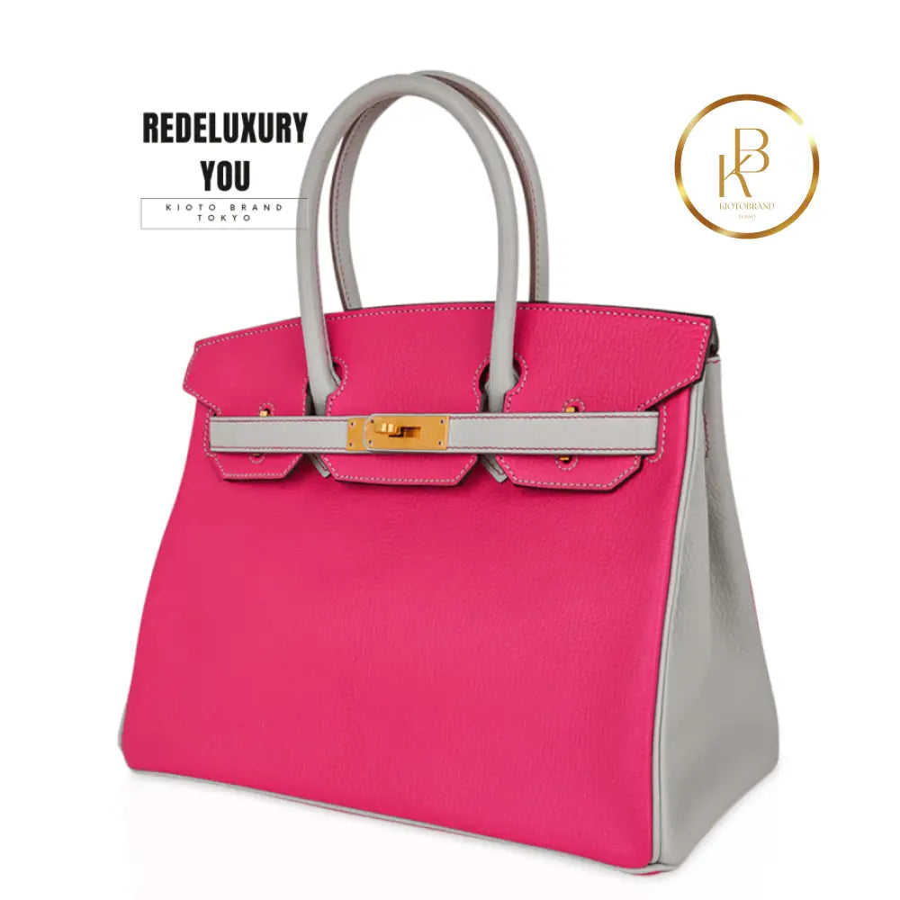 Birkin 30 Bag Hss Rose Shocking Gris Perle Chevre Special Order