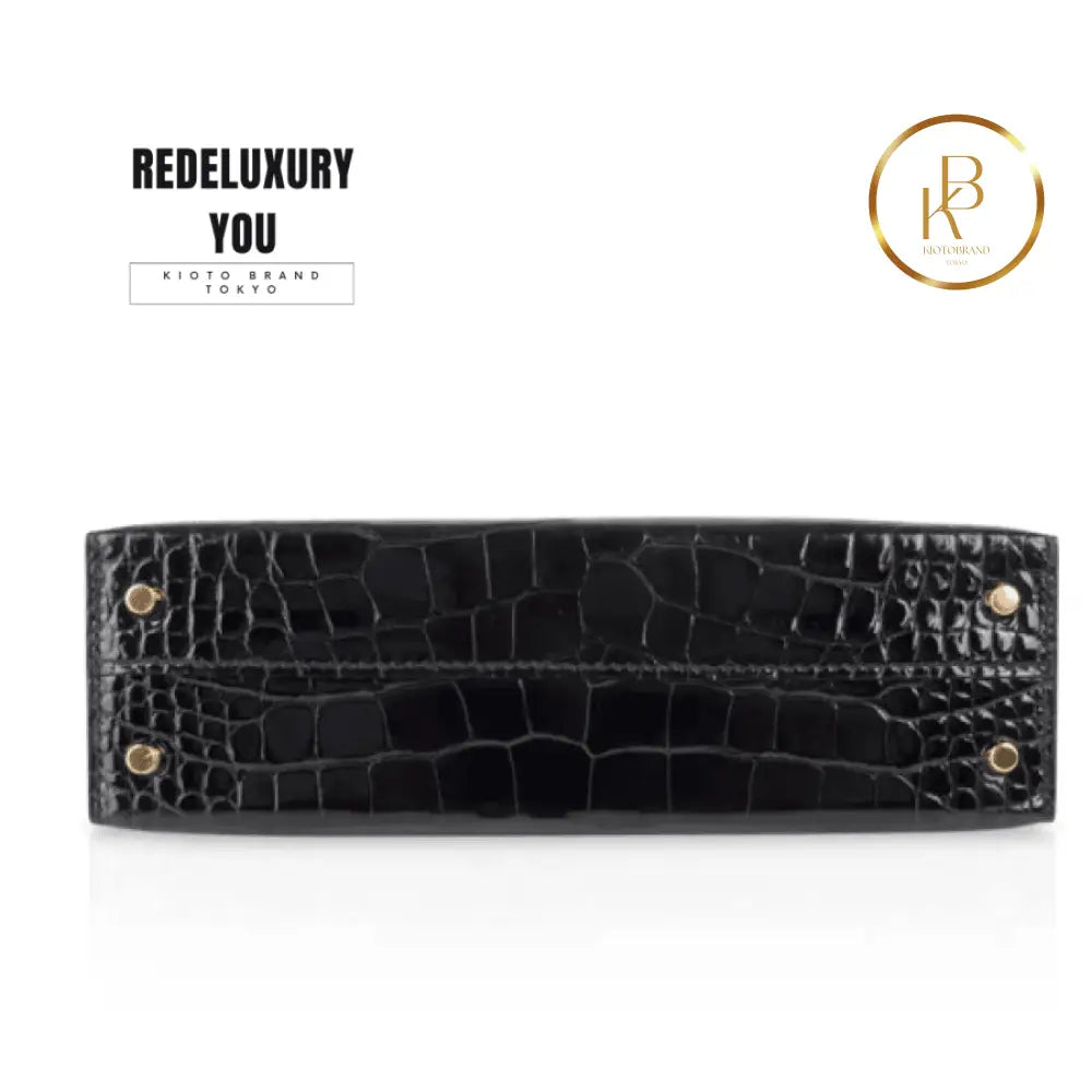 Kelly 20 Mini Sellier Black Alligator Gold Hardware