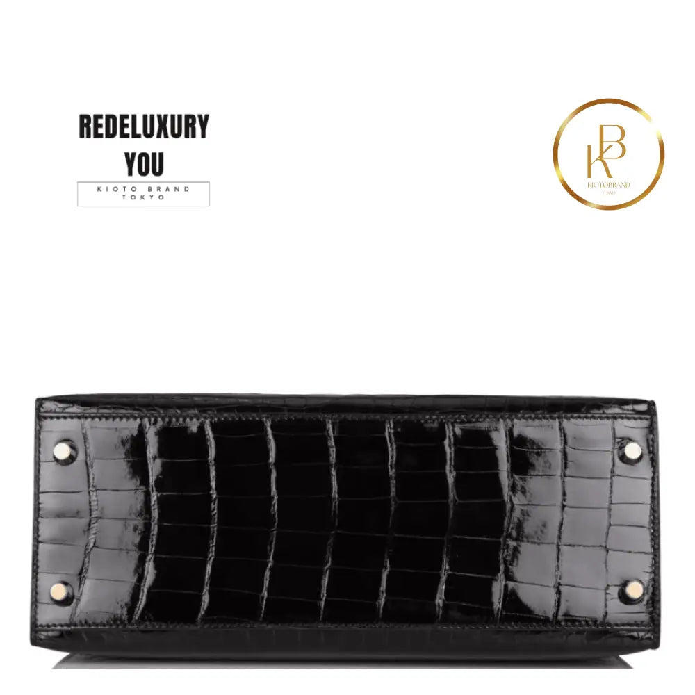 Kelly 28 Sellier Black Shiny Niloticus Crocodile