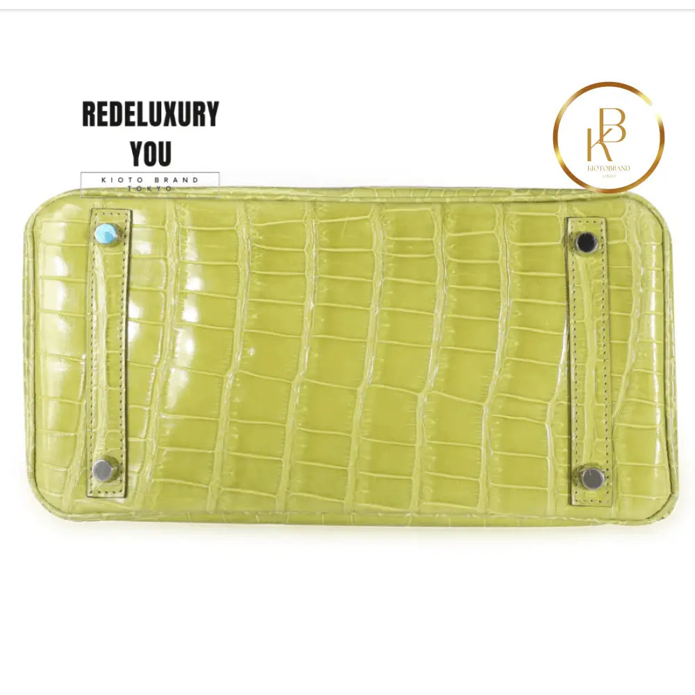 Birkin 30 Shiny Vert Anis Porosus Crocodile Phw