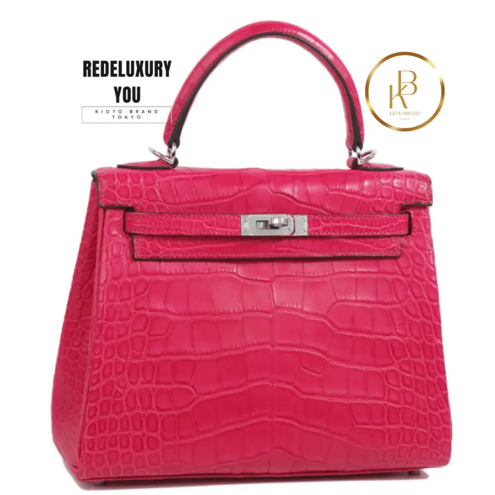 Kelly 25 Framboise Matte Alligator