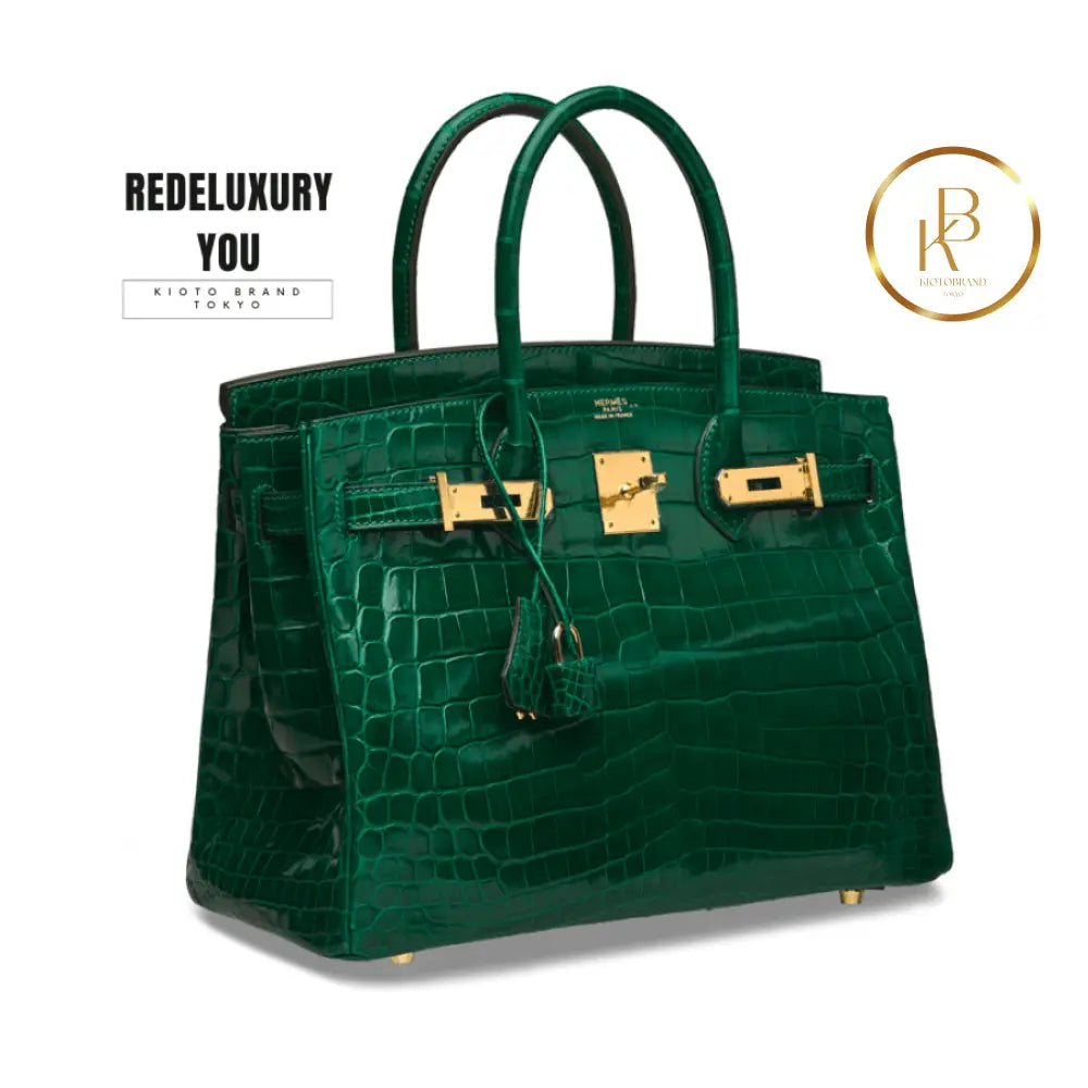 Birkin 30 Shiny Vert Emerald Niloticus Croc
