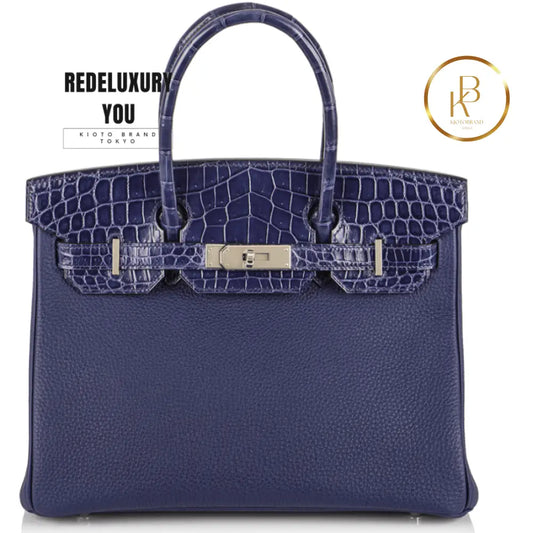 Birkin 30 In Bleu Touch Veau Togo/Croc Nilo