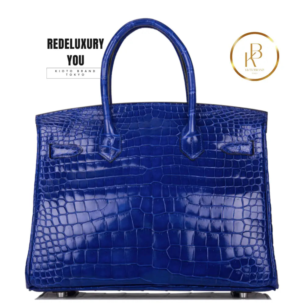 Birkin 30 Bleu Electrique Shiny Porosus Crocodile
