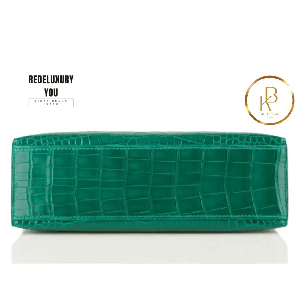 Kelly Pochette Emerald Shiny Alligator