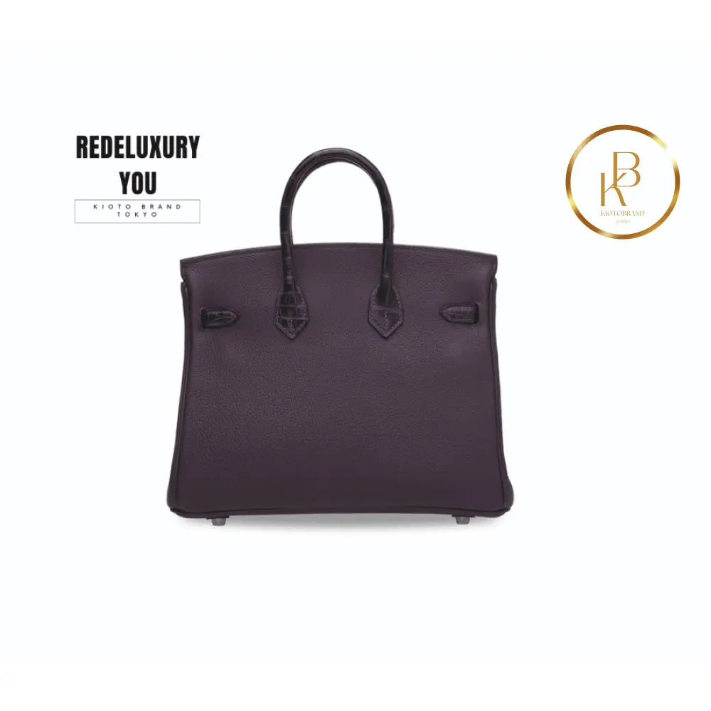 Birkin 25 Touch Matte Prunoir Alligator & Raisin Togo
