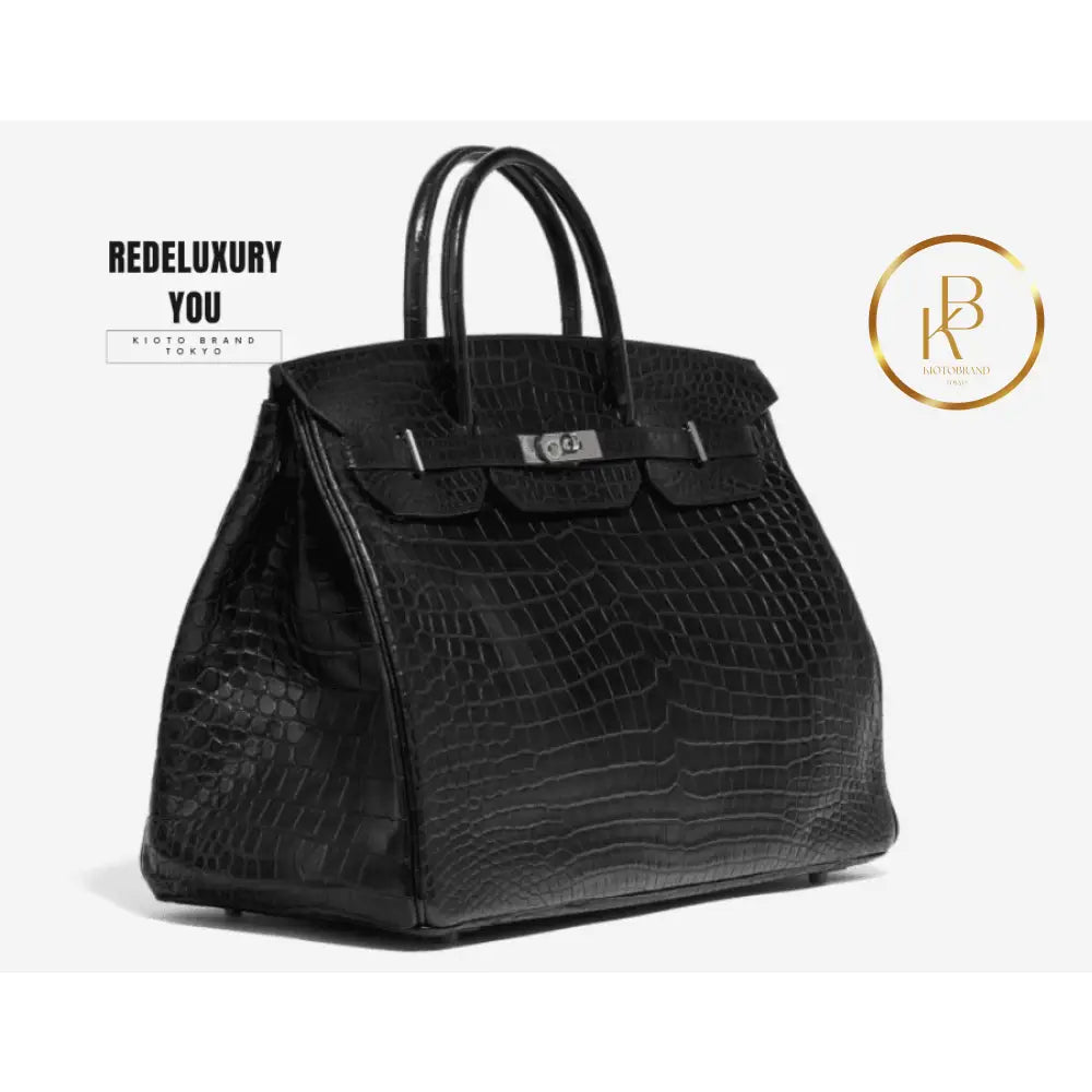 Birkin 40 Matte Porosus Crocodile Black