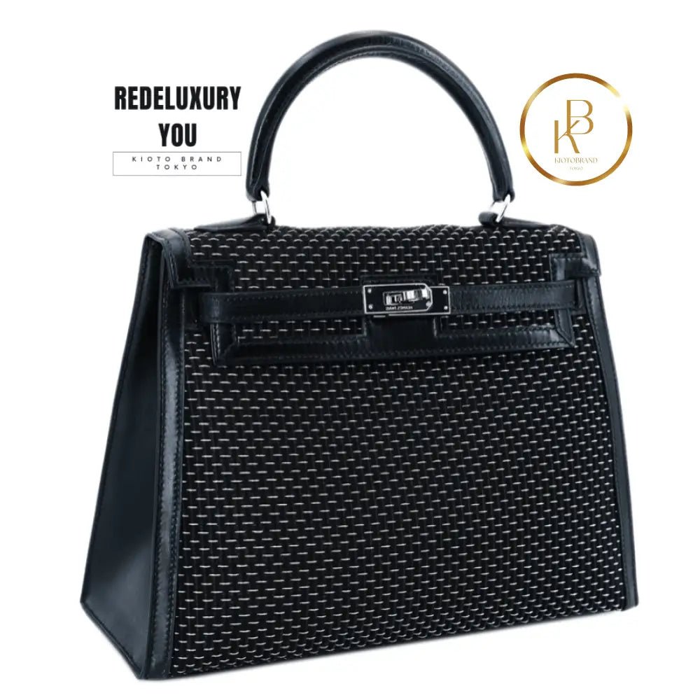 Kelly 25 Sellier Black Silver Crinoline Limited Edition