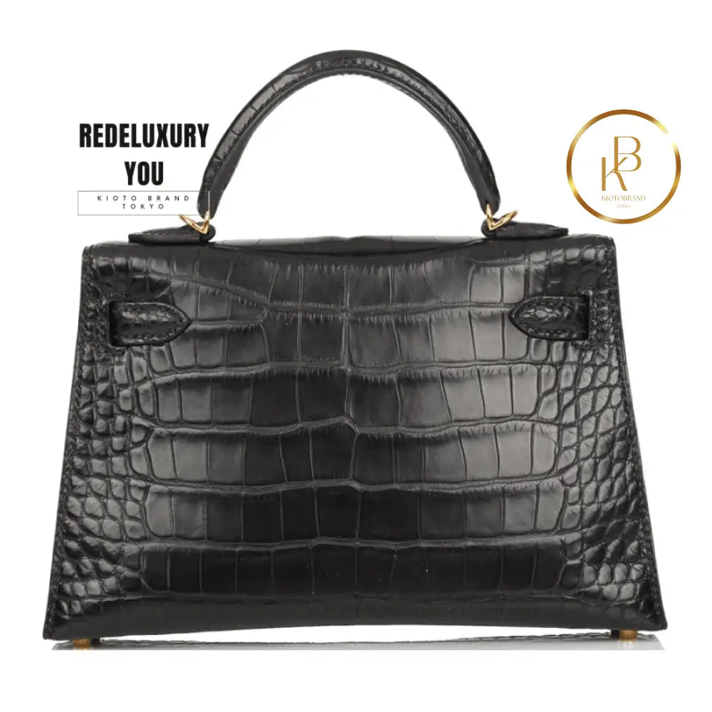 Kelly 20 Mini Black Matte Alligator