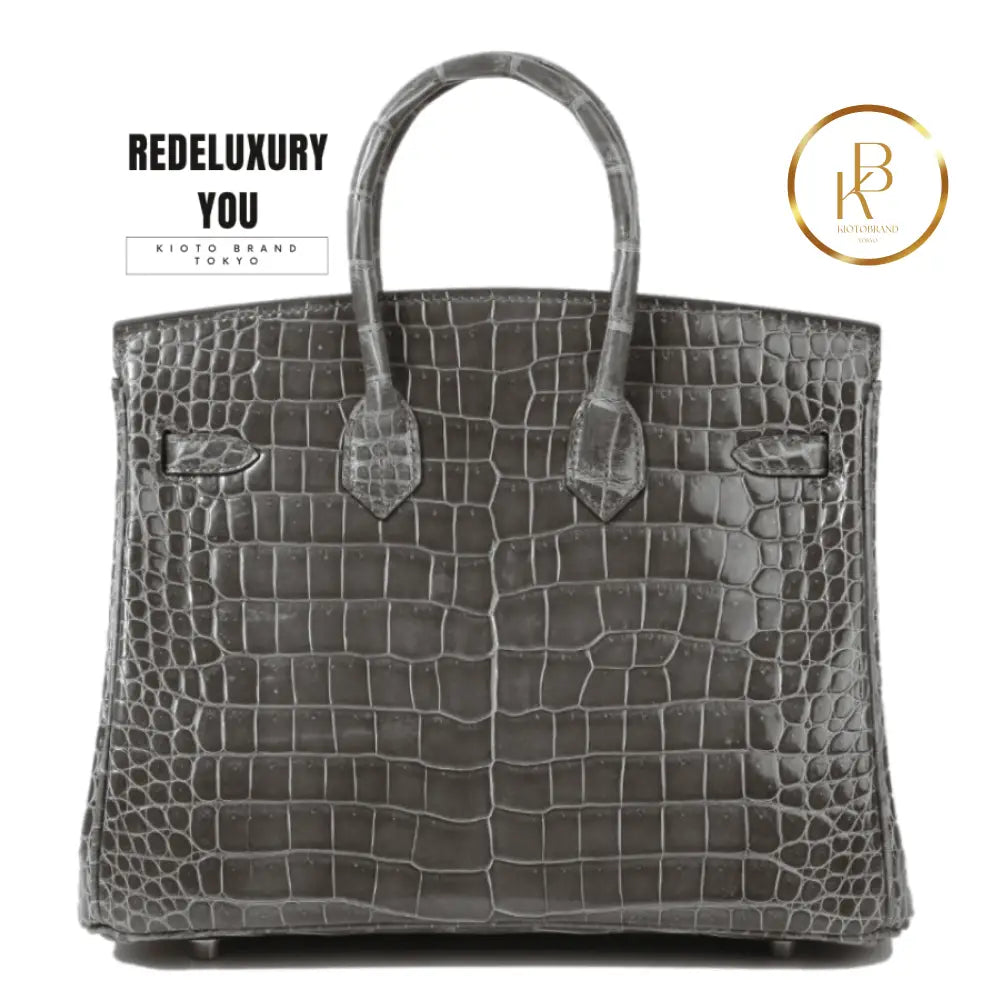 Birkin 25 Gris Tourterelle Rose Purple Hss Special Order Shiny Porosus C