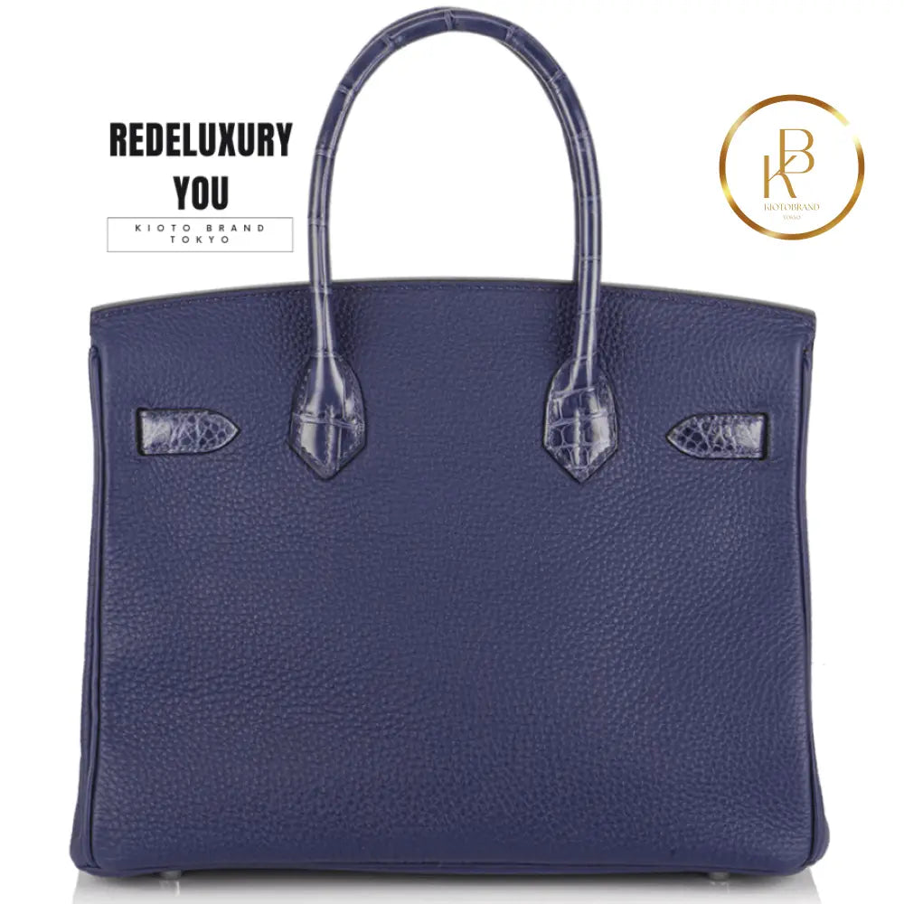 Birkin 30 In Bleu Touch Veau Togo/Croc Nilo