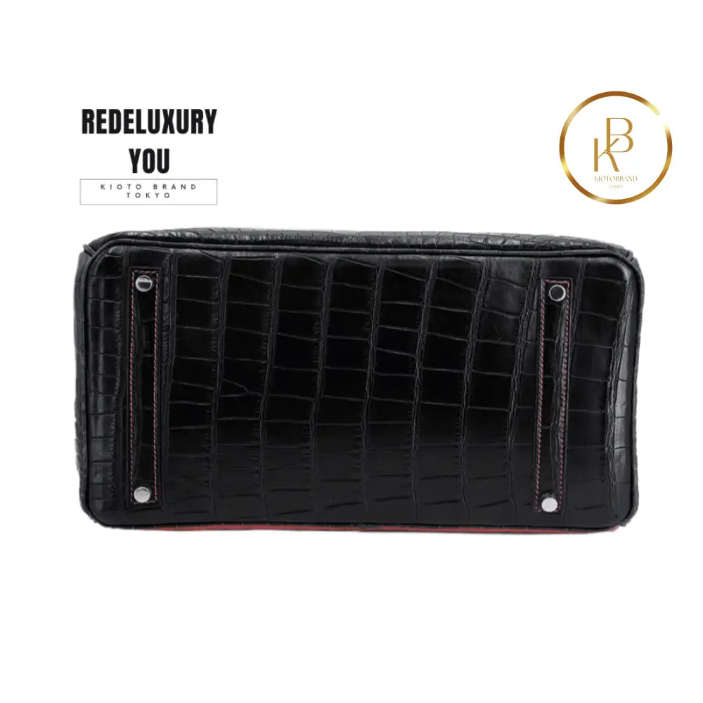 Birkin 35 Hss Special Order Matte Alligator Black Bois De Rose & Graphit