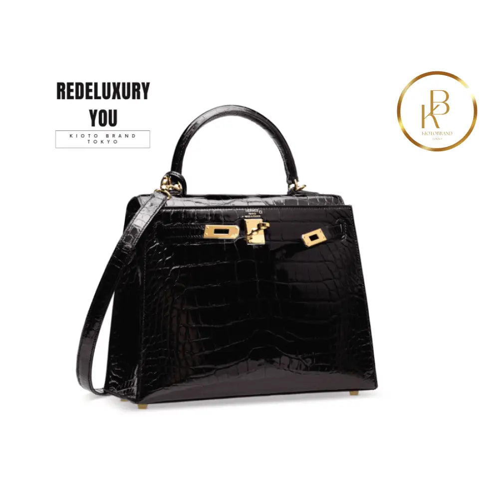 Kelly 25 Shiny Black Alligator Ghw