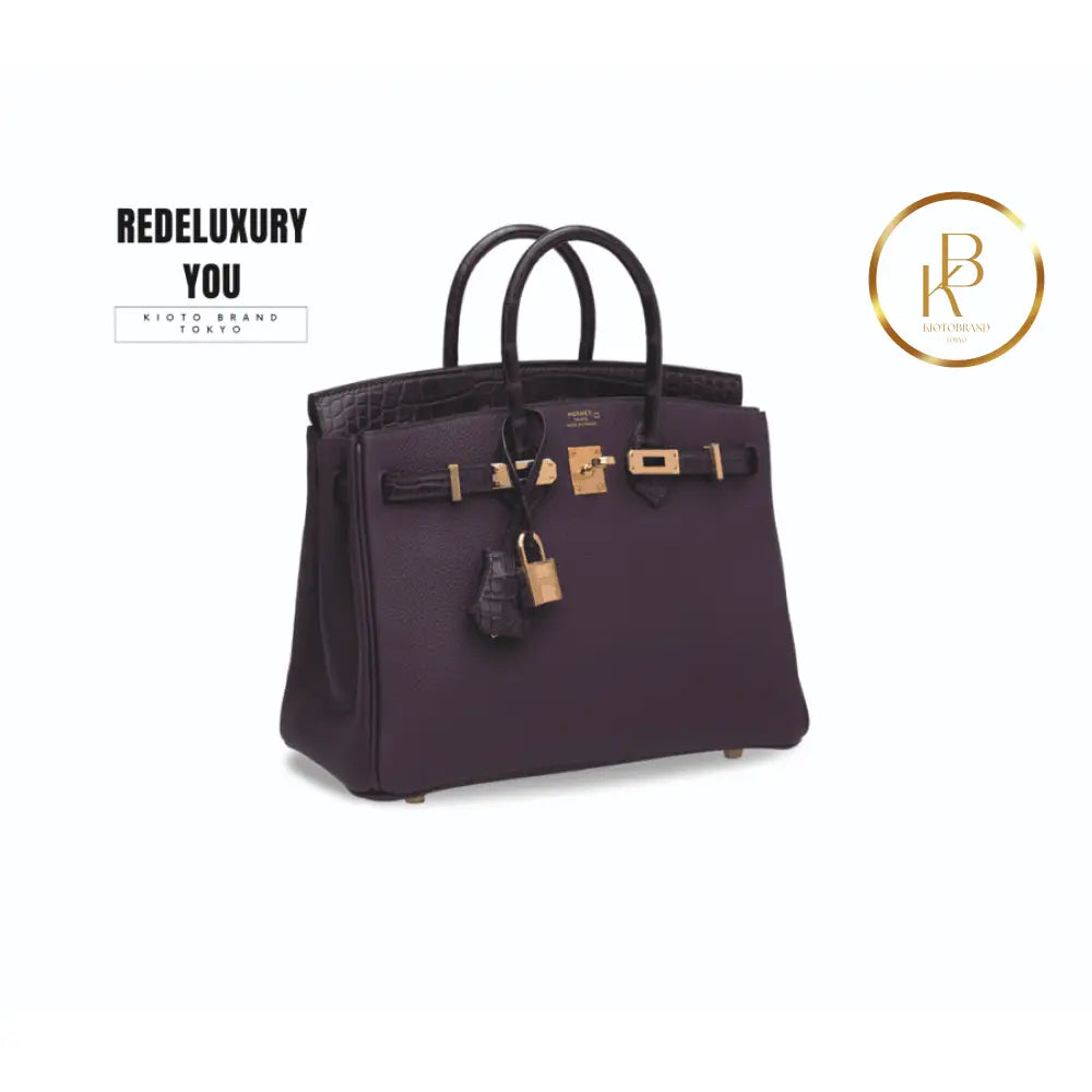 Birkin 25 Touch Matte Prunoir Alligator & Raisin Togo