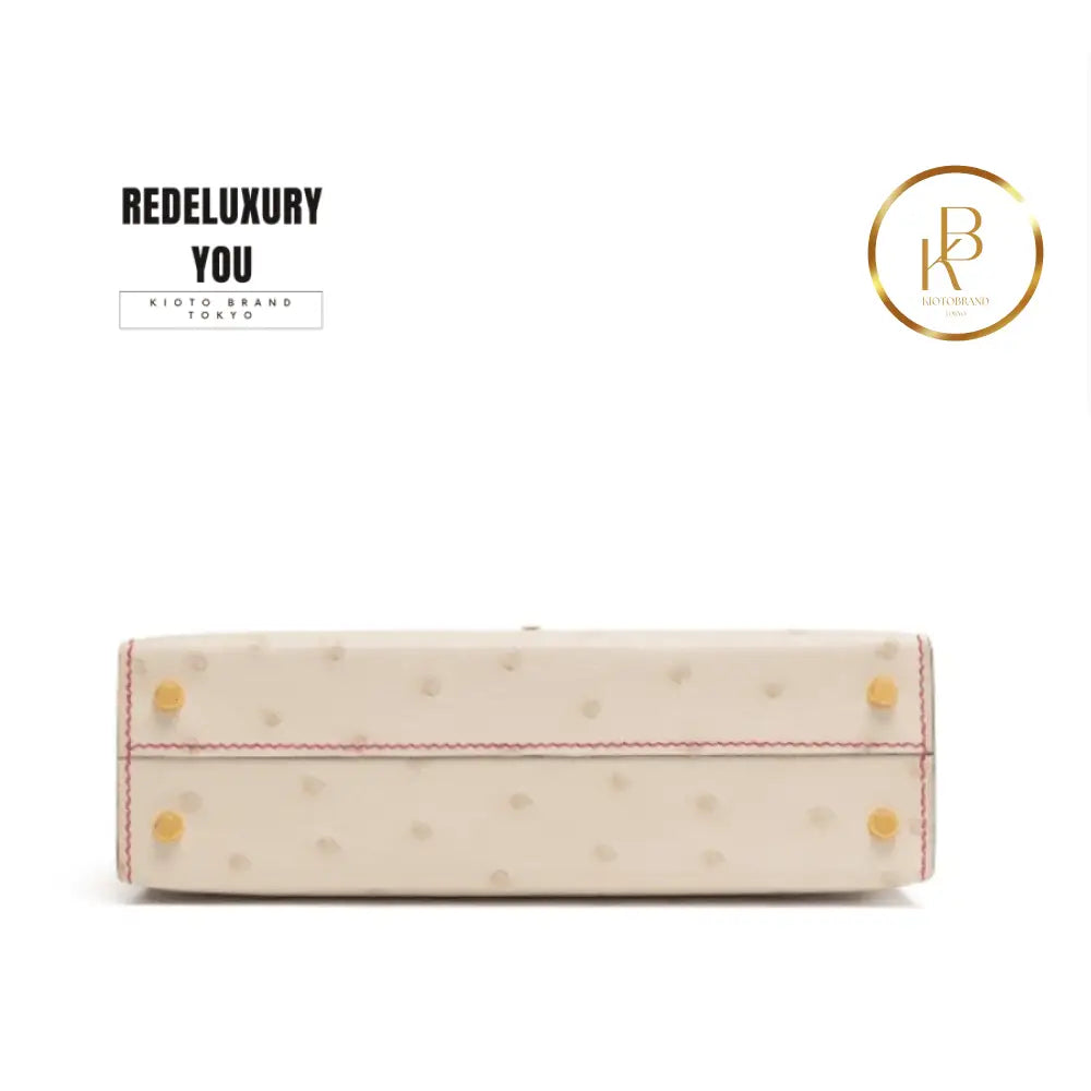 Kelly 20 Mini Ii Sellier Beton & Rose Tyrien Ostrich Hss