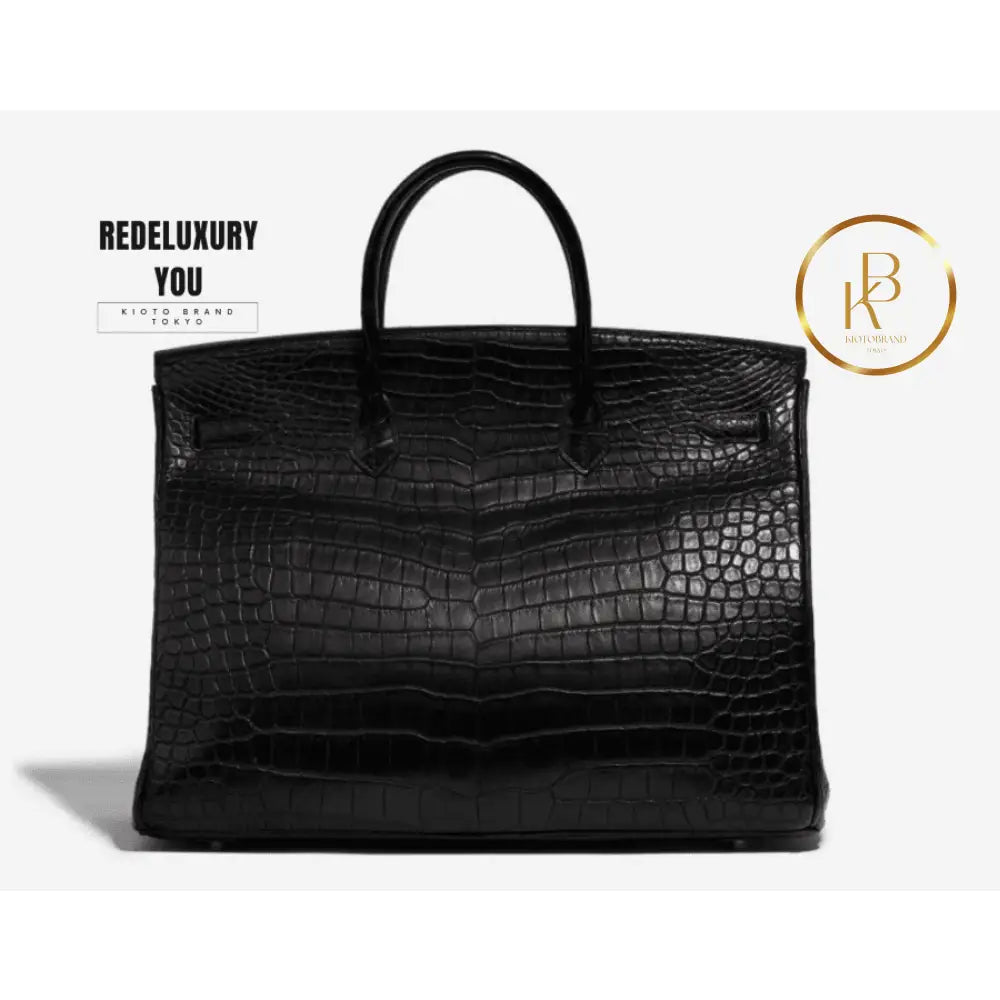 Birkin 40 Matte Porosus Crocodile Black