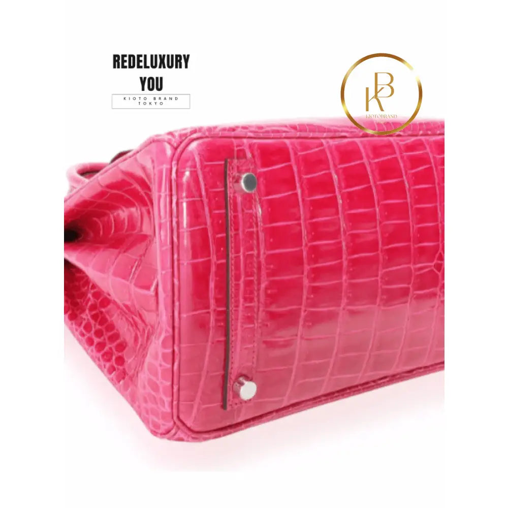 Birkin 30 Pink Crocodile Leather