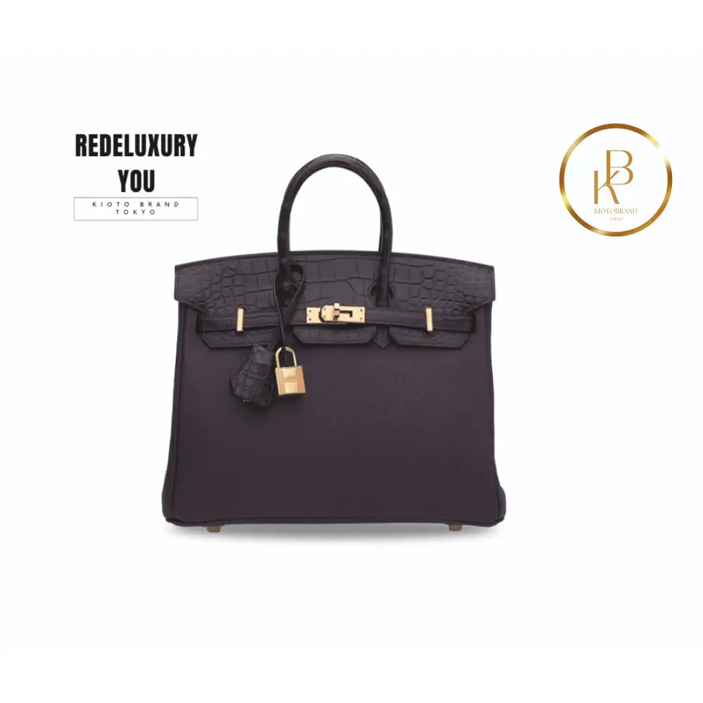 Birkin 25 Touch Matte Prunoir Alligator & Raisin Togo